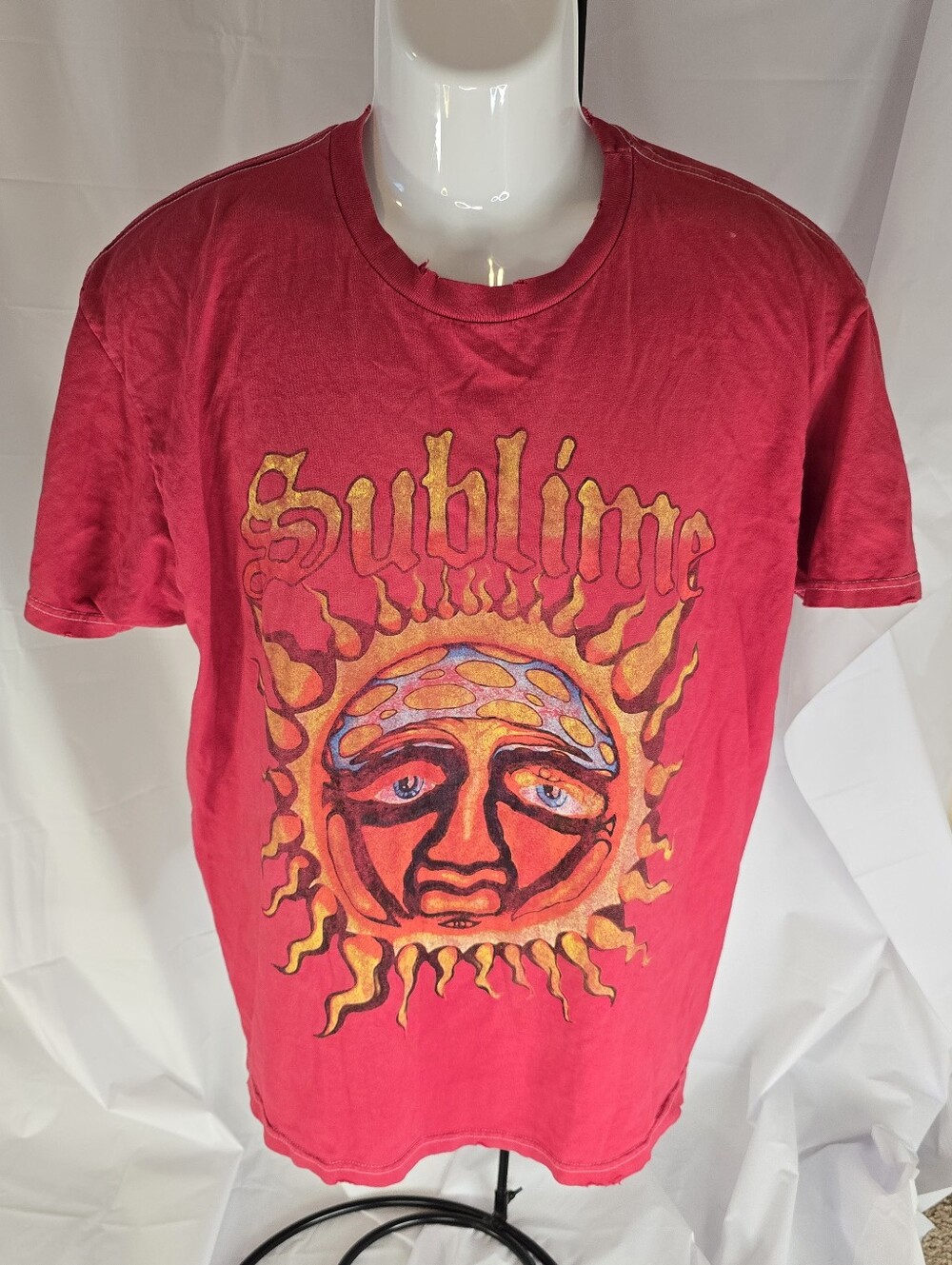 Sublime Band T-Shirt Red Sun Face Graphic Tee Men’s XL 100% Cotton Reggae Ska